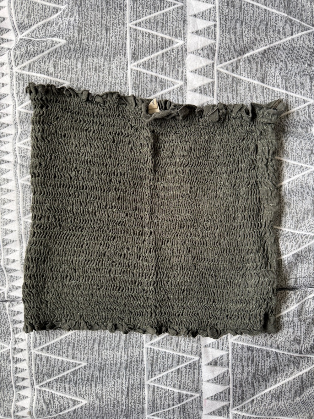 Tres Bien Olive Green Smocked Tube Top
